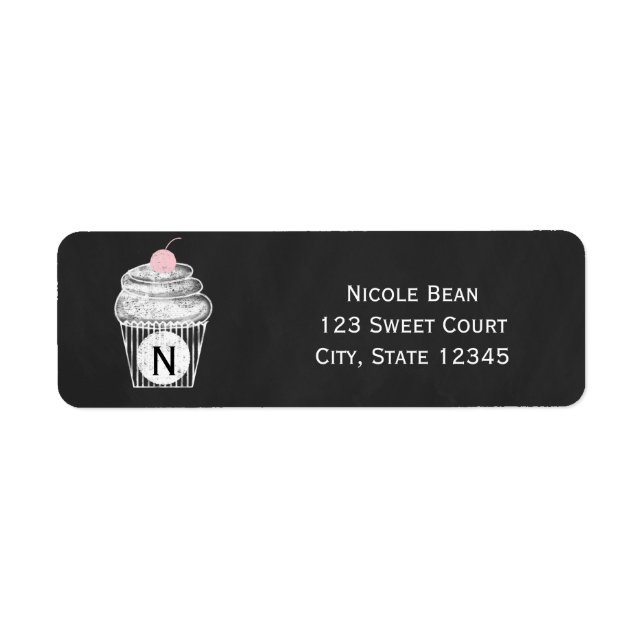 Chalkboard Cupcake Anniversaire Étiquettes de adre (Devant)