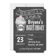 Chalkboard Cupcake Geburtstagsparty Einladungen