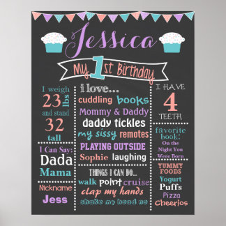 Chalkboard Cupcake Sign - Mädchen Poster