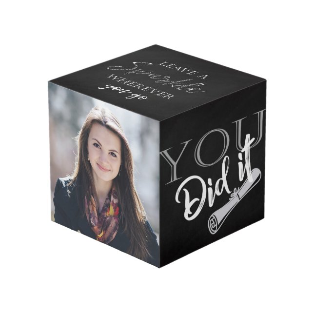 Chalkboard Custom Abschluss Foto Cube Würfel (Vorderseite Schrägansicht)