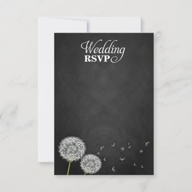 Chalkboard Dandelion Vintage Wedding RSVP Cards (Vorderseite)