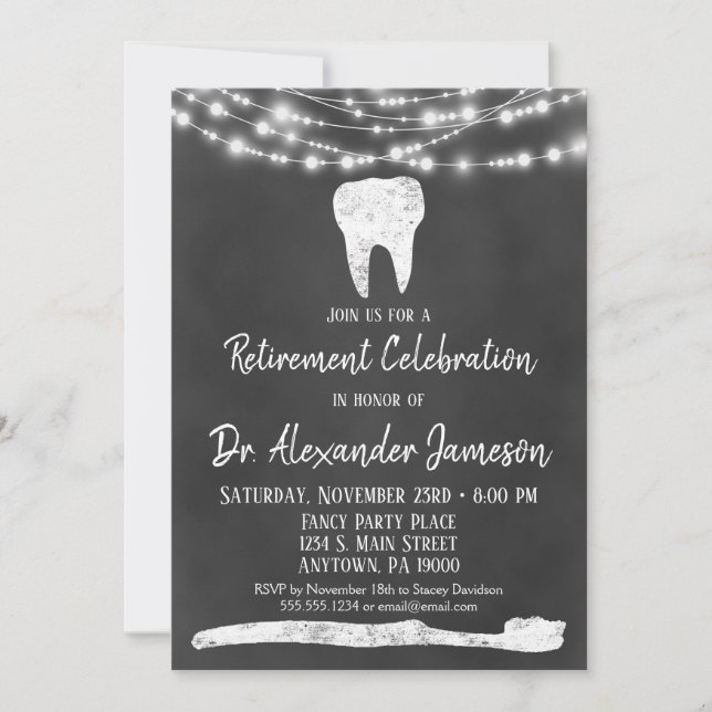 Chalkboard Dentist Retraite Invitation Dentaire De (Devant)