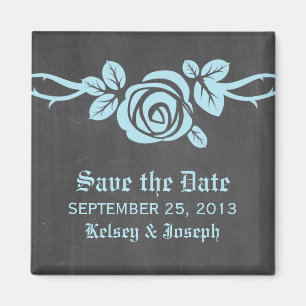 Chalkboard der blauen Rose Speichern des Datumsfel Magnet