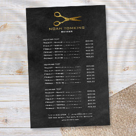 Chalkboard des Barberservice-Menüs der Goldschere Flyer