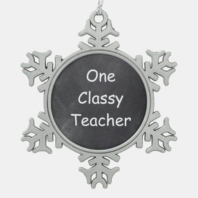 Chalkboard Design-Geschenk für klassische Lehrer Schneeflocken Zinn-Ornament (Vorderseite)