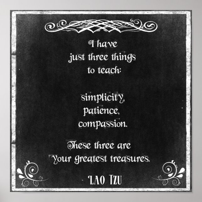 Chalkboard-Design mit Lao Tzu Inspiration Zitat Poster (Vorne)