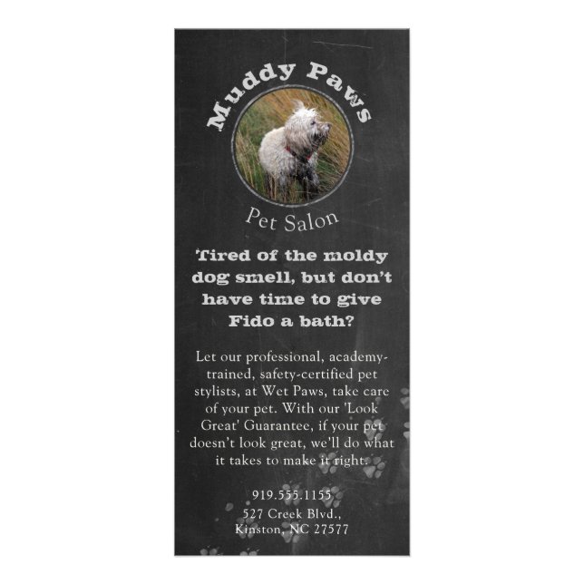 Chalkboard Dog Grooming Services Werbekarte (Vorne)