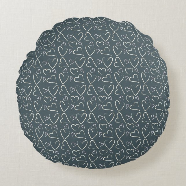 Chalkboard Doodle Hörmuster Rundes Kissen (Vorderseite)