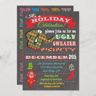Chalkboard Douille moche Noël Fête Invitation