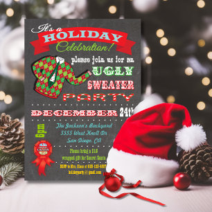 Chalkboard Douille moche Noël Fête Invitation