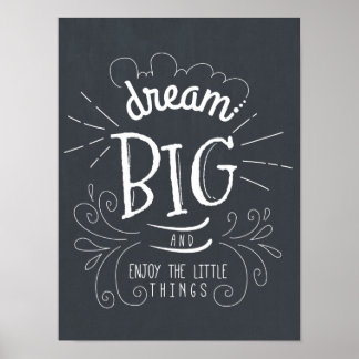 Chalkboard Dream Big Quote Art drucken Poster