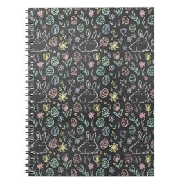 Chalkboard Easter Bunny Doodle Pattern Notizblock