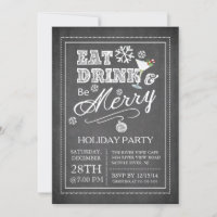 Chalkboard Eat Drink Be Joyeux Holiday Invitation