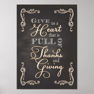 Chalkboard - Ein Herz des Dankes & des Geschenks Poster
