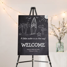 Chalkboard ein kleines Surfer Baby Dusche
