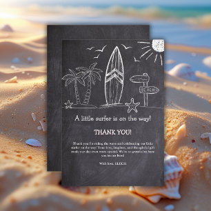 Chalkboard ein kleines Surfer Baby Dusche Dankeskarte