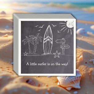 Chalkboard ein kleines Surfer Baby Dusche Serviette