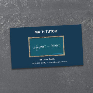 Chalkboard & Equity Math Tutor Dark Blue Visitenkarte