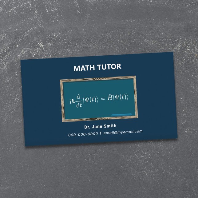 Chalkboard & Equity Math Tutor Dark Blue Visitenkarte (Chalkboard & Equation Math Tutor Dark Blue Business Card)