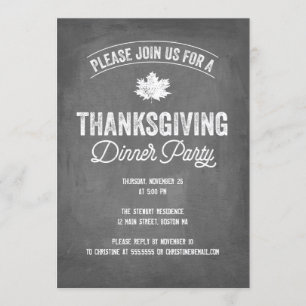 Chalkboard Erntedank Dinner Party Einladung