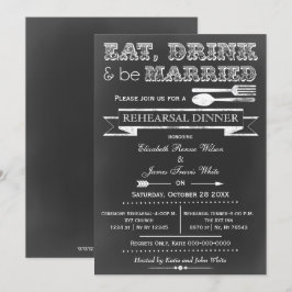 Chalkboard Ess Drink Probe Dinner lädt ein Einladung