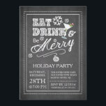 Chalkboard essen Drink sei fröhlich Urlaub Einladu Einladung<br><div class="desc">Moderne und trendige Chalkboard essen Drink Be Merry Holiday Einladung mit Typografie,  Schneeflocken,  ein Martini Glas mit einem rot-weißen Bonbon Stock. Stilvolle & schicke Weihnachtseinladung für alle Ihre festlichen Wintertage.. Party,  Party,  Cocktail Party und Dinner Party.</div>