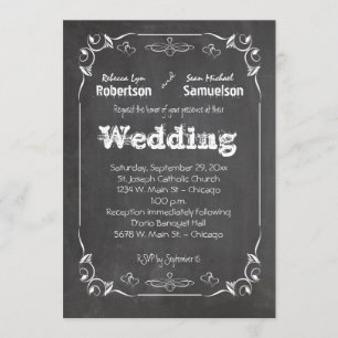 Chalkboard essen Drink und Verheiratete Hochzeitsr Einladung