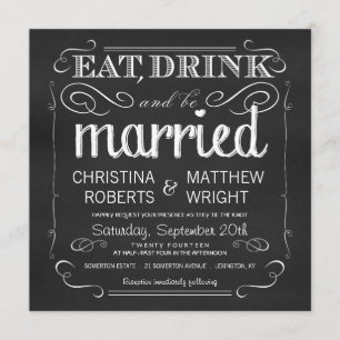 Chalkboard essen Drink Verheiratet Einladungen