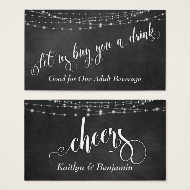 Chalkboard & Fairie Light Strings, Trinkkarten 2 (Vorne & Hinten)