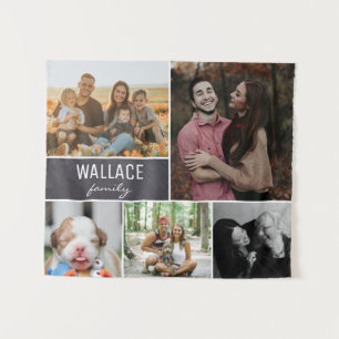 Chalkboard Family Wiedersehen Foto Collage Wandteppich