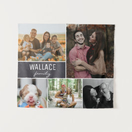 Chalkboard Family Wiedersehen-FotoCollage Wandteppich