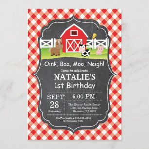 Chalkboard Farm Anniversaire Invitation Barnyard P