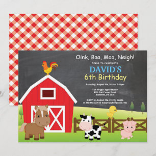 Chalkboard Farm Anniversaire Invitation Barnyard P