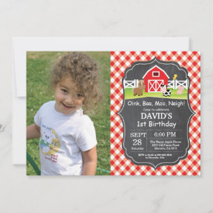 Chalkboard Farm Anniversaire Invitation Barnyard P