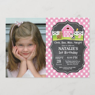 Chalkboard Farm Anniversaire Invitation Barnyard P