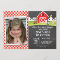 Chalkboard Farm Anniversaire Invitation Barnyard P