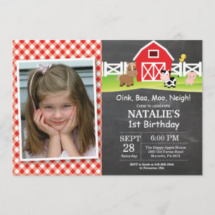 Chalkboard Farm Anniversaire Invitation Barnyard P