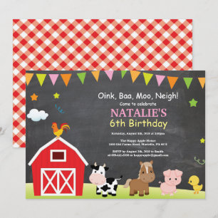 Chalkboard Farm Anniversaire Invitation Barnyard P