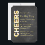Chalkboard Feiertag Einladung<br><div class="desc">"Cheers" geschrieben in Vintagen Markisenleuchten auf einem Chalkboard-Hintergrund, betont diese Holiday Party Einladung, sodass es ein schicker und trendiger Look.</div>