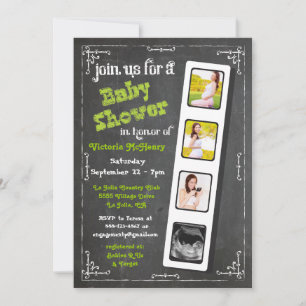 Chalkboard Film Strip Baby Shower Invitations