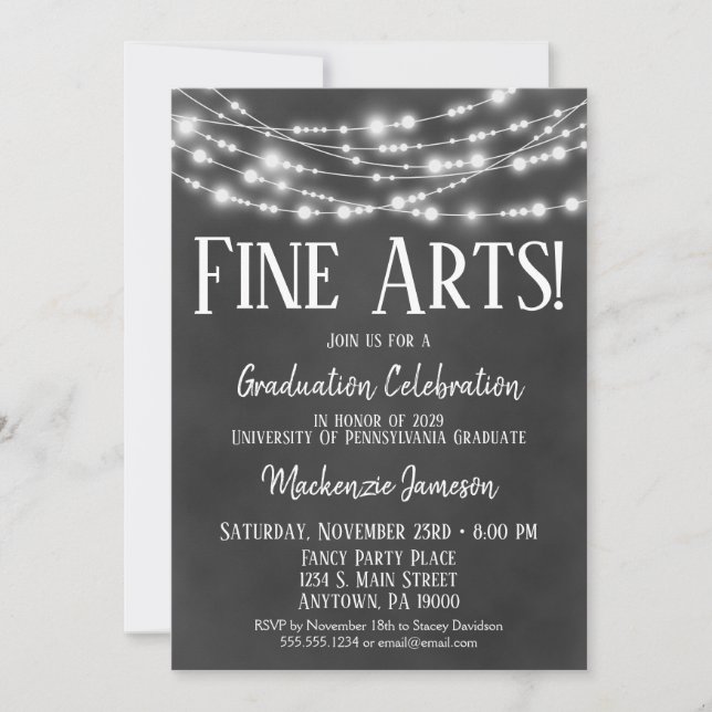 Chalkboard Fine Arts Graduation Party Invitation (Devant)
