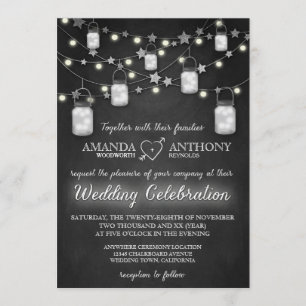 Chalkboard Firefly Mason Jar Wedding Einladungen