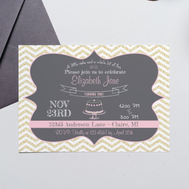 Chalkboard First Birthday Cake Einladung (Von Creator hochgeladen)