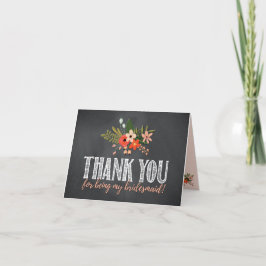 Chalkboard Floral Bridesmaid Vielen Dank Dankeskarte