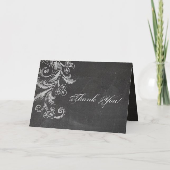 Chalkboard Floral Carte de remerciements (Devant)