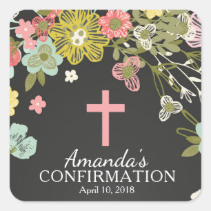 Chalkboard Floral Girls Confirmation Sticker