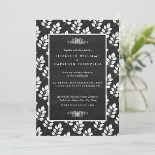 Chalkboard Floral Leaf Wedding Einladung