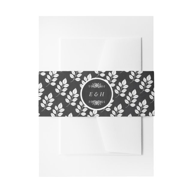 Chalkboard Floral Leaf Wedding Einladungsbanderole (Vorderseite Beispiel)