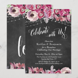 Chalkboard Floral Lights feiern mit uns! Feier Einladung