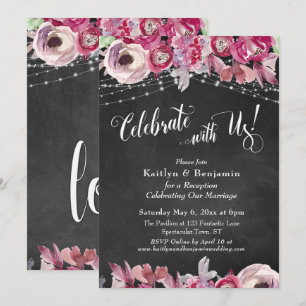 Chalkboard Floral Lights feiern mit uns! Feier Einladung